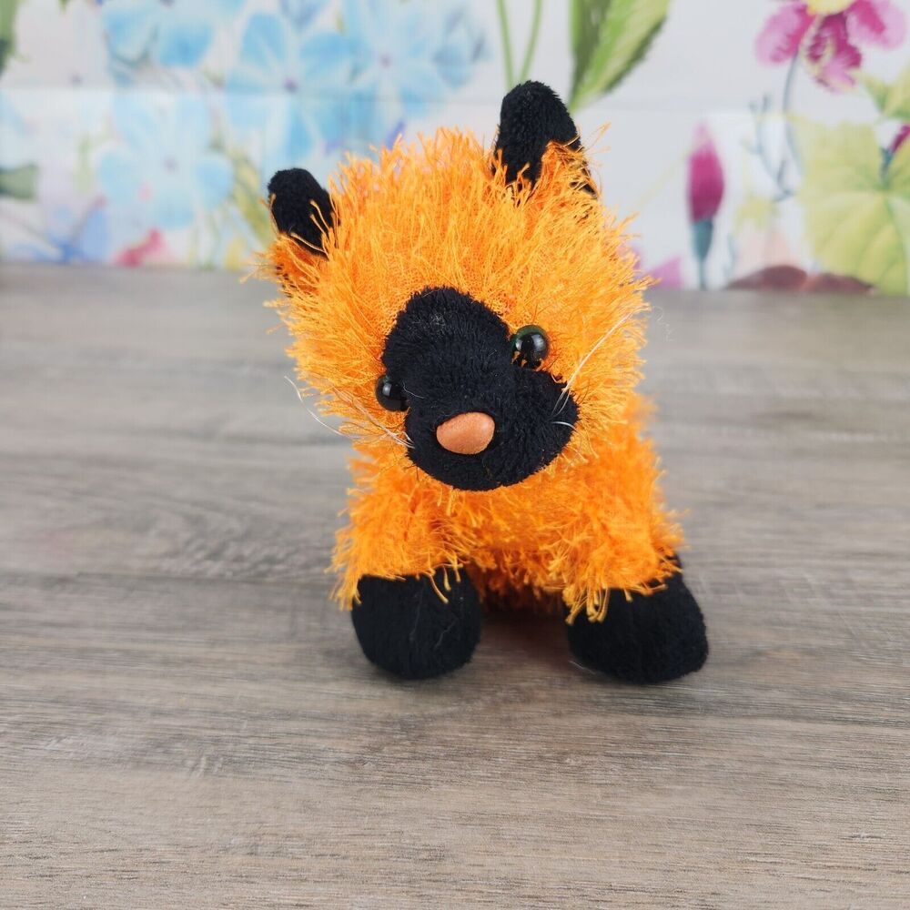 Plushland Kitty Cat Halloween Plush 9 Orange Black Bean Stuffed Animal 2006